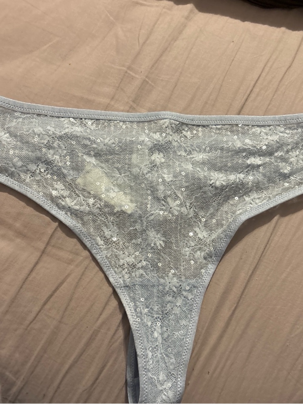 wild fable light blue lace thong with sequins